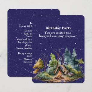 Backyard Camping Birthday Party Young Boy Holiday Card