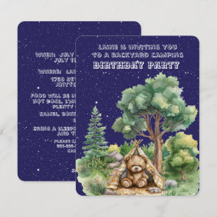 Backyard Camping Birthday Party Young Boy Holiday Card