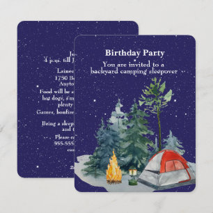 Backyard Camping Birthday Party Young Boy Holiday Card
