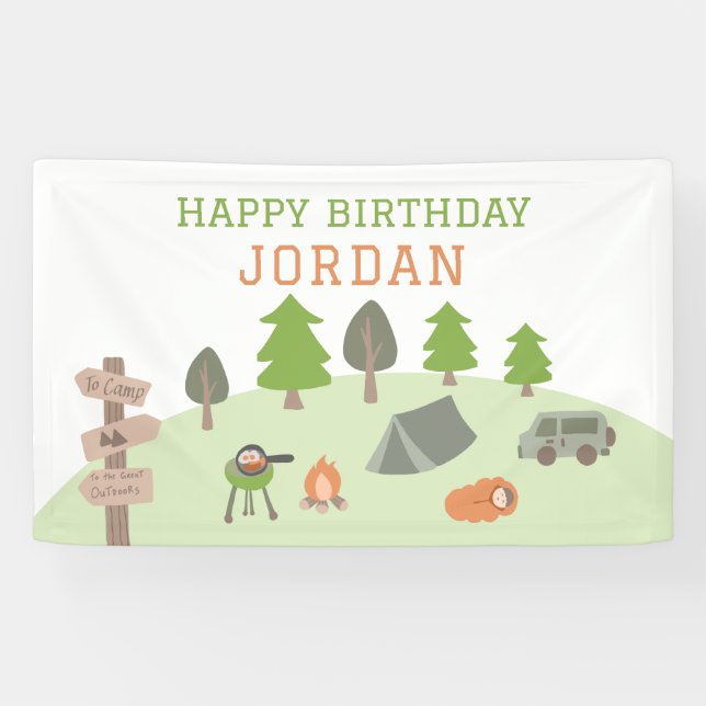 Backyard Camping Birthday Under the Stars Outdoors Banner (Horizontal)