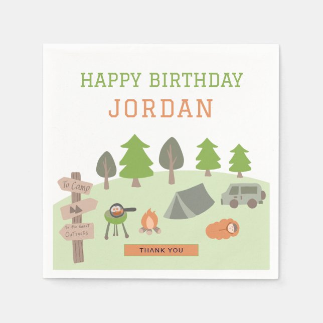 Backyard Camping Birthday Under the Stars Outdoors Napkin (Front)