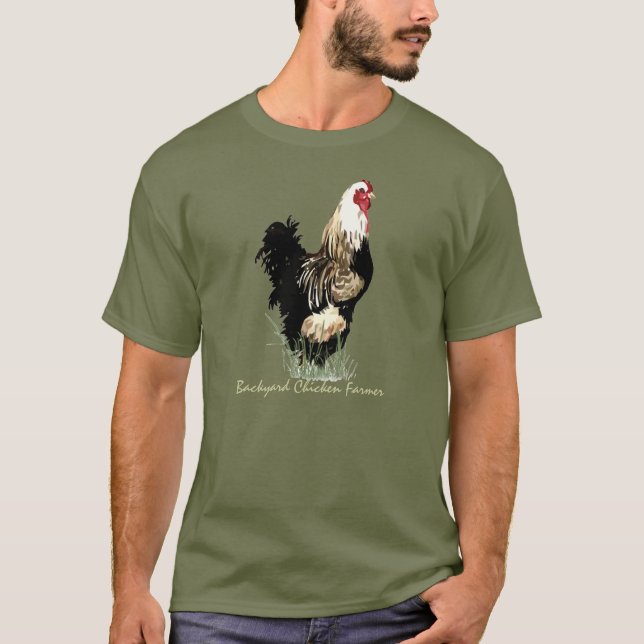 Backyard Chicken Farmer with Rooster Design T-Shirt (Front)