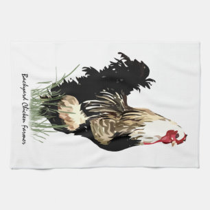 Backyard Chicken Farmer with Rooster Design Tea Towel