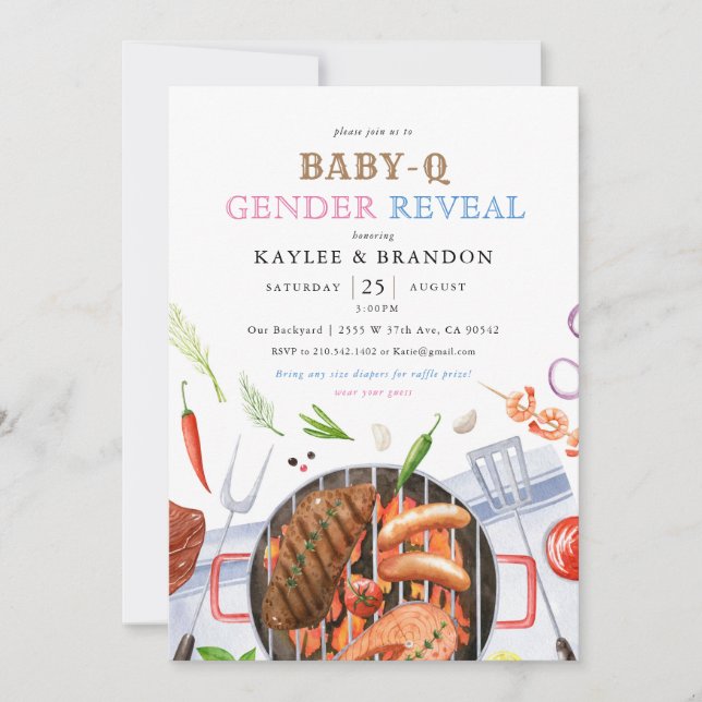 Backyard Cookout Co-ed BBQ Bender Reveal  Invitation (Front)