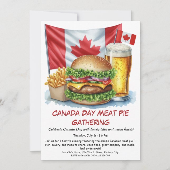Backyard Cookout with Burgers & Beers | Canada Day Invitation (Front)