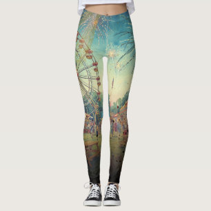 Backyard County Fair Firework Vintage American Leggings