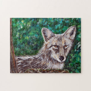 Backyard Coyote Painting Jigsaw Puzzle