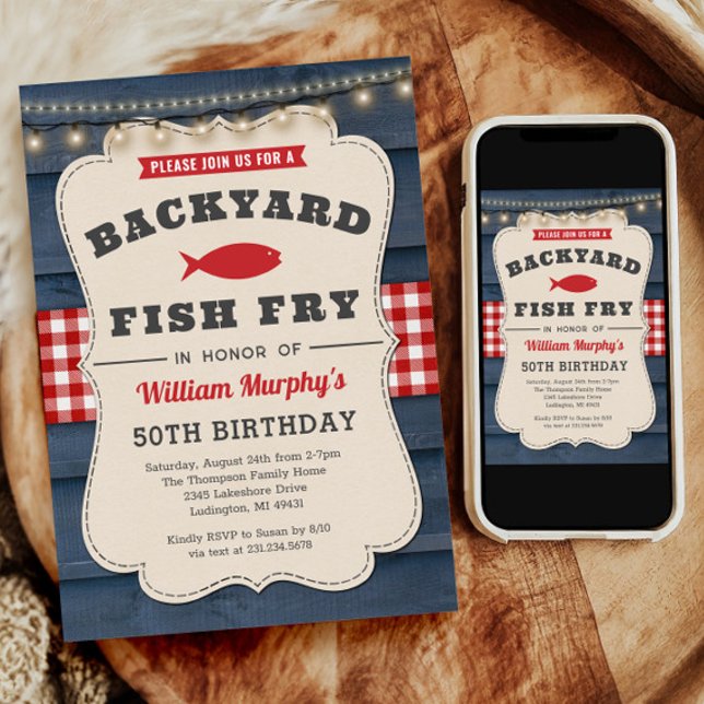 Backyard Fish Fry 50th Birthday Invitation (Backyard Fish Fry 50th Birthday Invitation)
