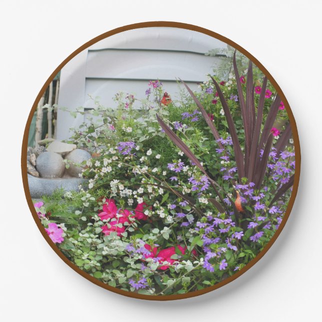 Backyard Flower Garden Nature Party Paper Plate (Front)