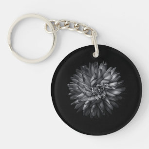 Backyard Flowers In Black And White 20 Key Ring