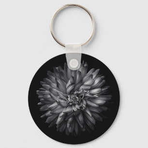 Backyard Flowers In Black And White 20 Key Ring