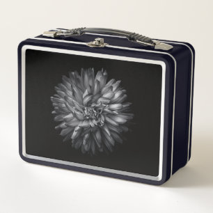 Backyard Flowers In Black And White 20 Metal Lunch Box