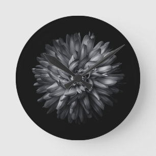 Backyard Flowers In Black And White 20 Round Clock