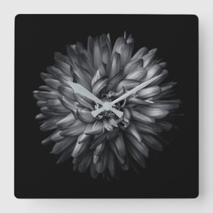 Backyard Flowers In Black And White 20 Square Wall Clock