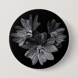 Backyard Flowers In Black And White No 11 Button