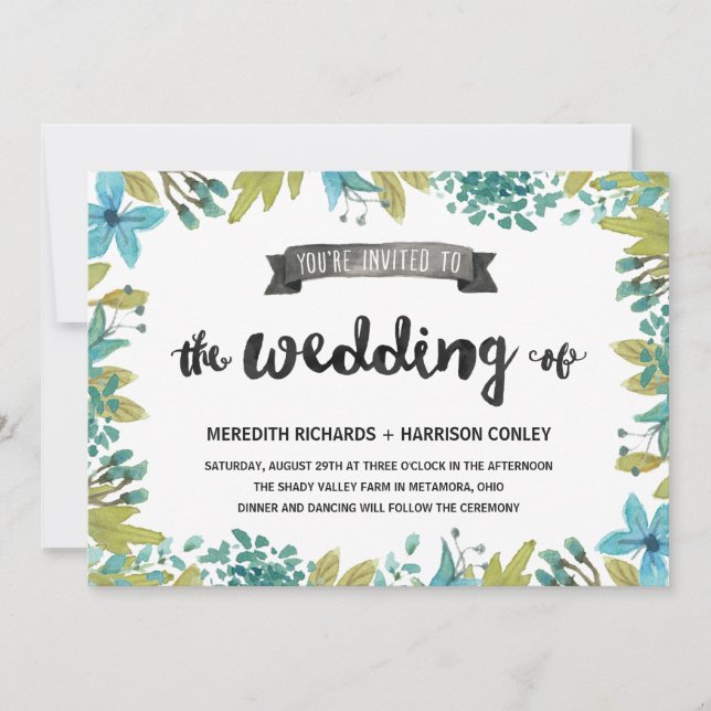Backyard Garden Floral Wedding Invitation (Front)