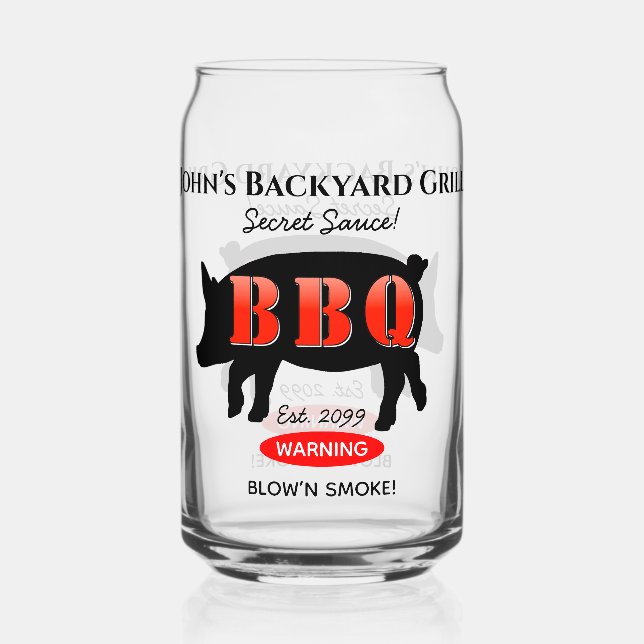 Backyard Grill Master Grilling BBQ Beer  Can Glass (Front)