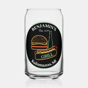 Backyard Grill with Burgers Drinkware Can Glass