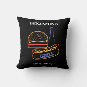  Backyard Grill with Burgers Hot Dogs Beer Cushion