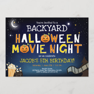 Backyard Halloween Movie Night Scary Boy Birthday Invitation