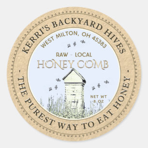 Backyard Hive Pure Raw Local Honeycomb Label 
