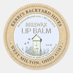 Backyard Hives Beeswax Lip Balm Mini Label Kraft 