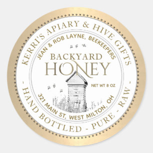 Backyard Hives Gold Honey Label Hand Bottled Raw