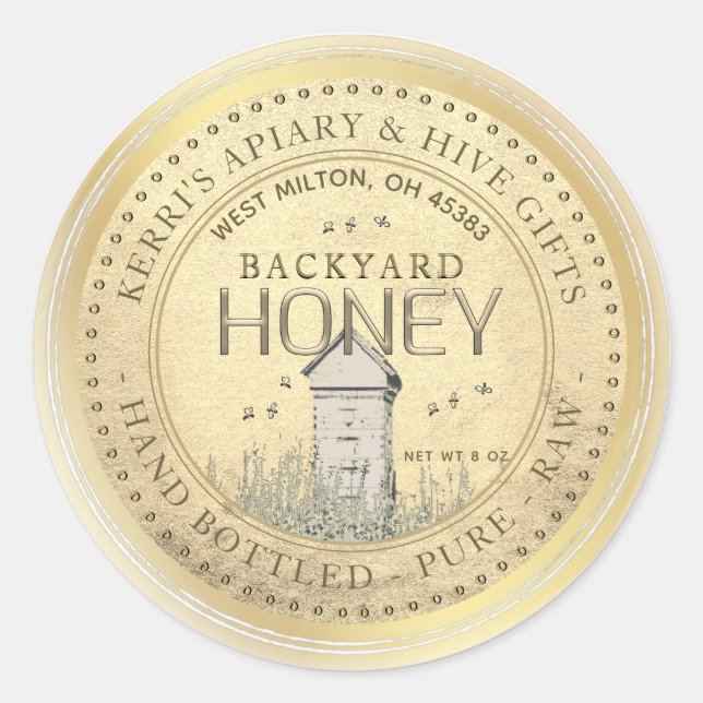 Backyard Hives Honey Label Gold Grunge (Front)