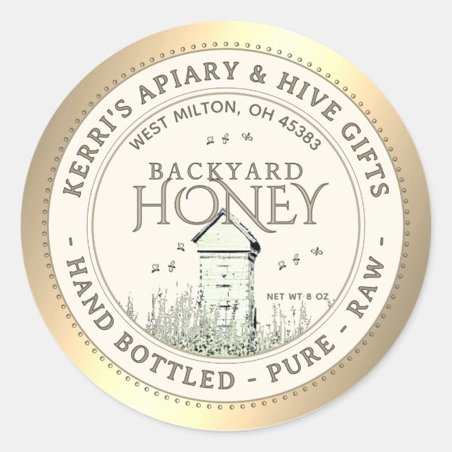 Backyard Hives Honey Label Hand Bottled Raw (Front)