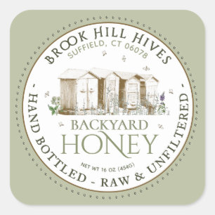 Backyard Hives Honey Label Hand Bottled Raw