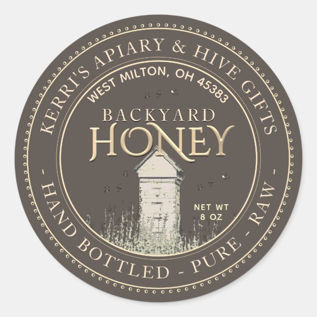 Backyard Hives Honey Label Hand Bottled Raw (Front)