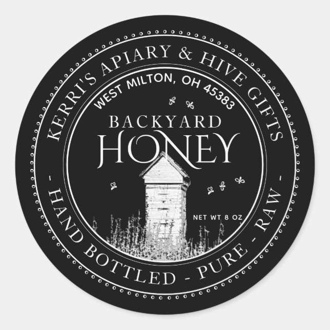 Backyard Hives Honey Label Hand Bottled Raw (Front)
