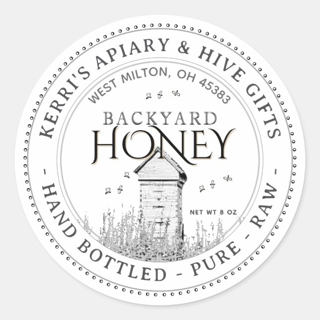 Backyard Hives Honey Label Hand Bottled Raw (Front)