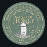 Backyard Hives Honey Label Hand Bottled Raw<br><div class="desc">Central design features an illustration of a small backyard hive. Personalise with your apiary name,  address and honey description (raw,  hand bottled,  single source etc.). Also include your honey net weight. Common honey net weight conversions: 8oz (227g),  12oz (340g),  16oz (454g),  32oz (907g),  5lb (2.27kg).</div>