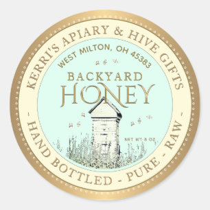 Backyard Hives Honey Label Hand Bottled Raw