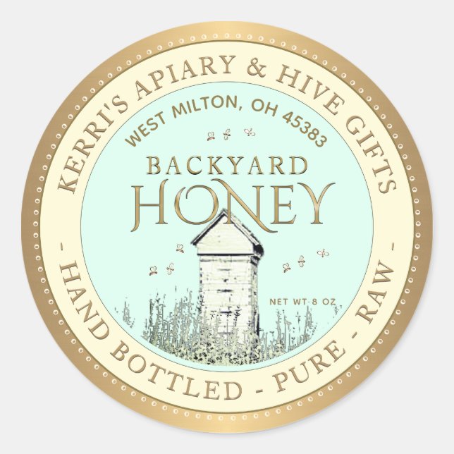 Backyard Hives Honey Label Hand Bottled Raw (Front)