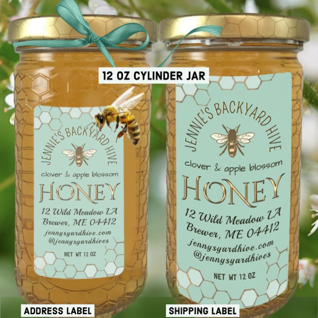 Backyard Honey Bee with Honeycomb Green     Label (Creator Uploaded)