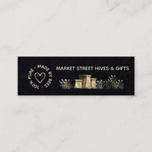 Backyard Honey Black Flower Hives Gold Heart Bees Mini Business Card