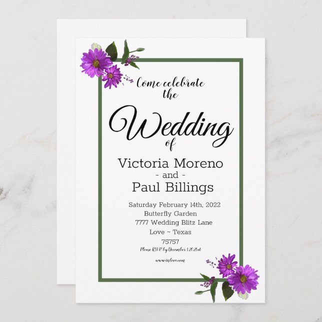 Backyard Lavander Daisy Invitation (Front/Back)