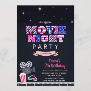 Backyard Movie birthday party invitation