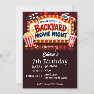 Backyard Movie Night Birthday Invitation