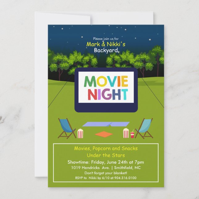 Backyard Movie Night Invitation (Front)