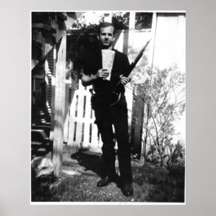 Backyard Photo of Lee Harvey Oswald in March 1963 Poster
