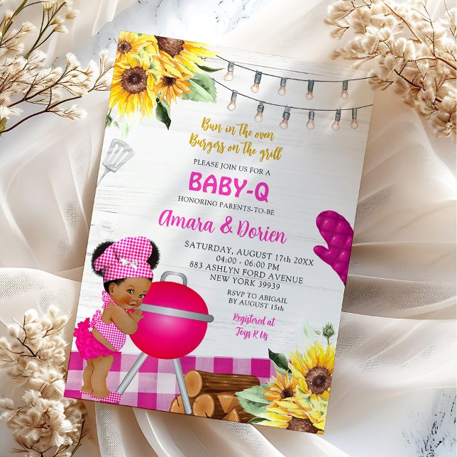 Backyard Pink Gingham Baby-Q Baby Shower Invitation (Creator Uploaded)