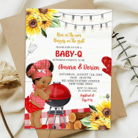 Backyard Red Gingham Baby-Q Afro Girl Baby Shower