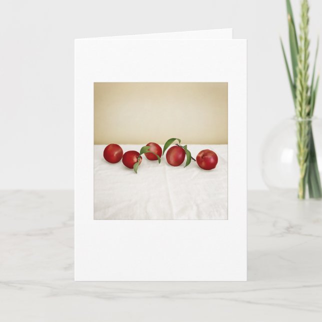 Backyard Red Plums Still-Life Blank Greeting Card (Front)