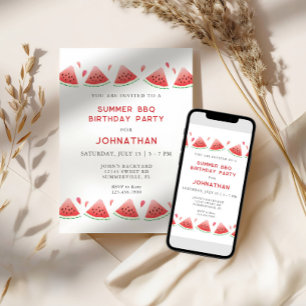 Backyard Summer BBQ Birthday Party Invitation