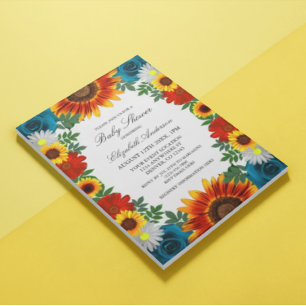 Backyard Summer Floral Baby Shower Invitation