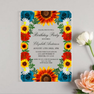 Backyard Summer Floral Birthday Acrylic Invitations