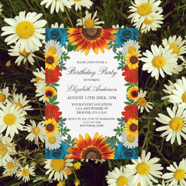 Backyard Summer Floral Birthday Invitation (Creator Uploaded)